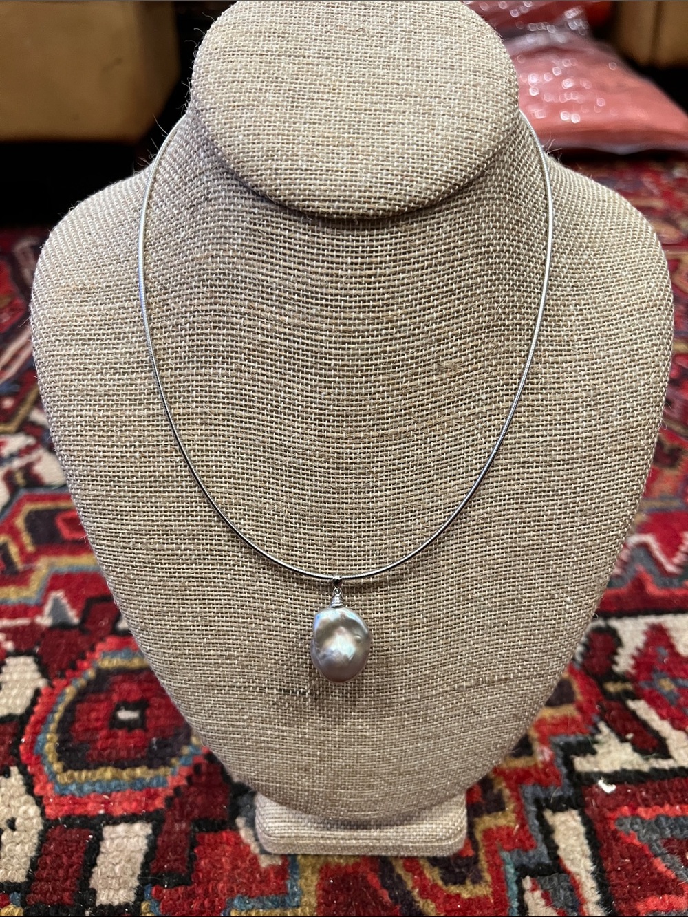 Silver Baroque Pearl Pendant Necklace - Women's Jewelry